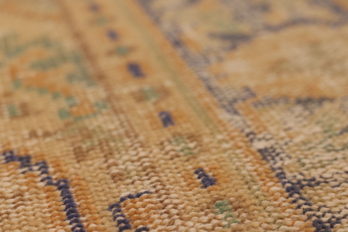 Vintage Manisa Turkish Area Rug 6x9 ft — Orange & Blue Distressed (No. 28352)