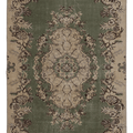 Vintage Isparta Turkish Area Rug 5x8 ft — Green & Beige Floral (No. 28600)