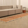 Vintage Isparta Turkish Runner Rug 2x10 ft — Orange & Beige Floral