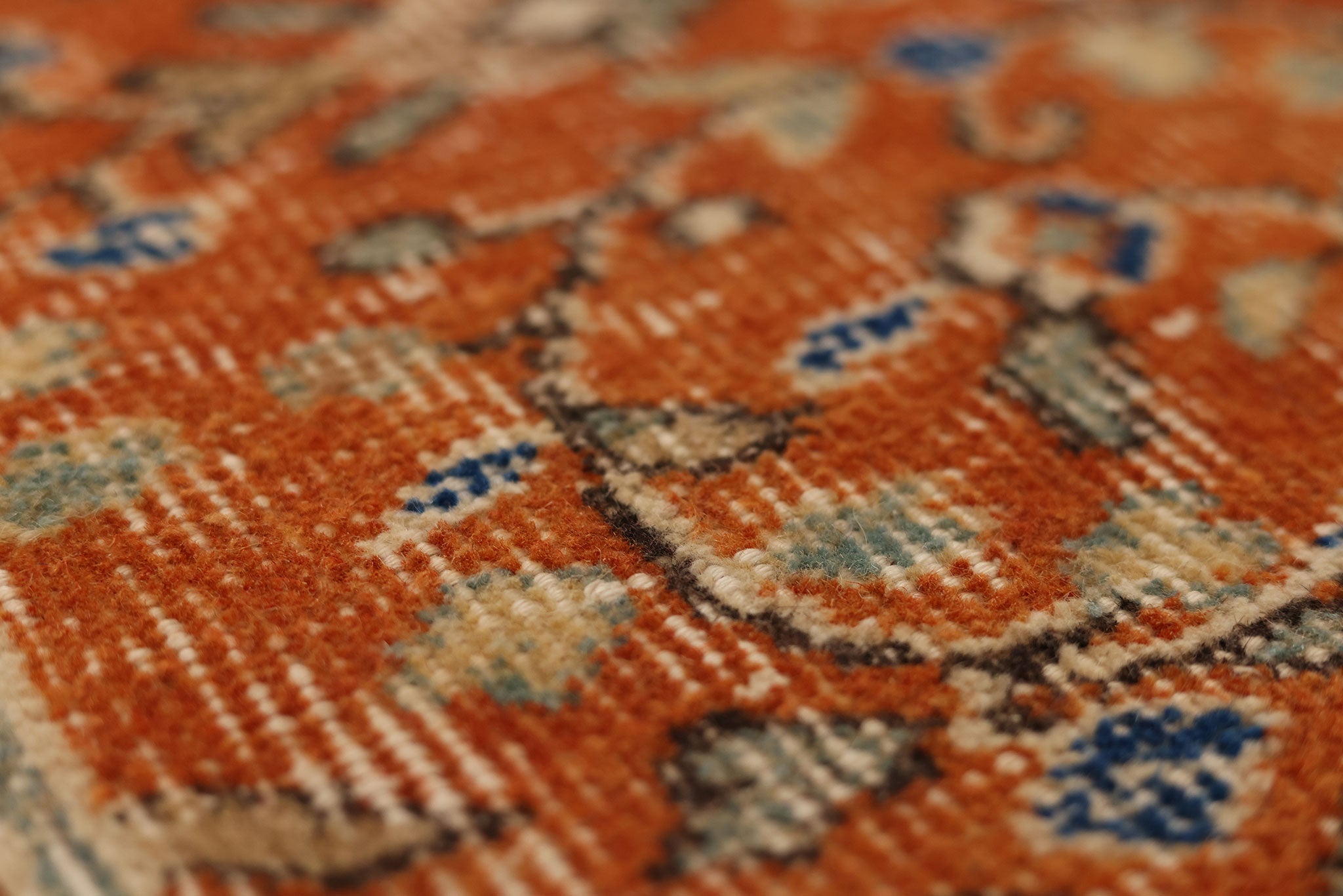 Vintage Isparta Turkish Runner Rug 2x10 ft — Orange & Beige Floral