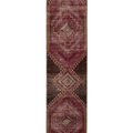 Vintage Malatya Turkish Runner Rug 2x11 ft — Brown & Red Geometric (No. 28760)