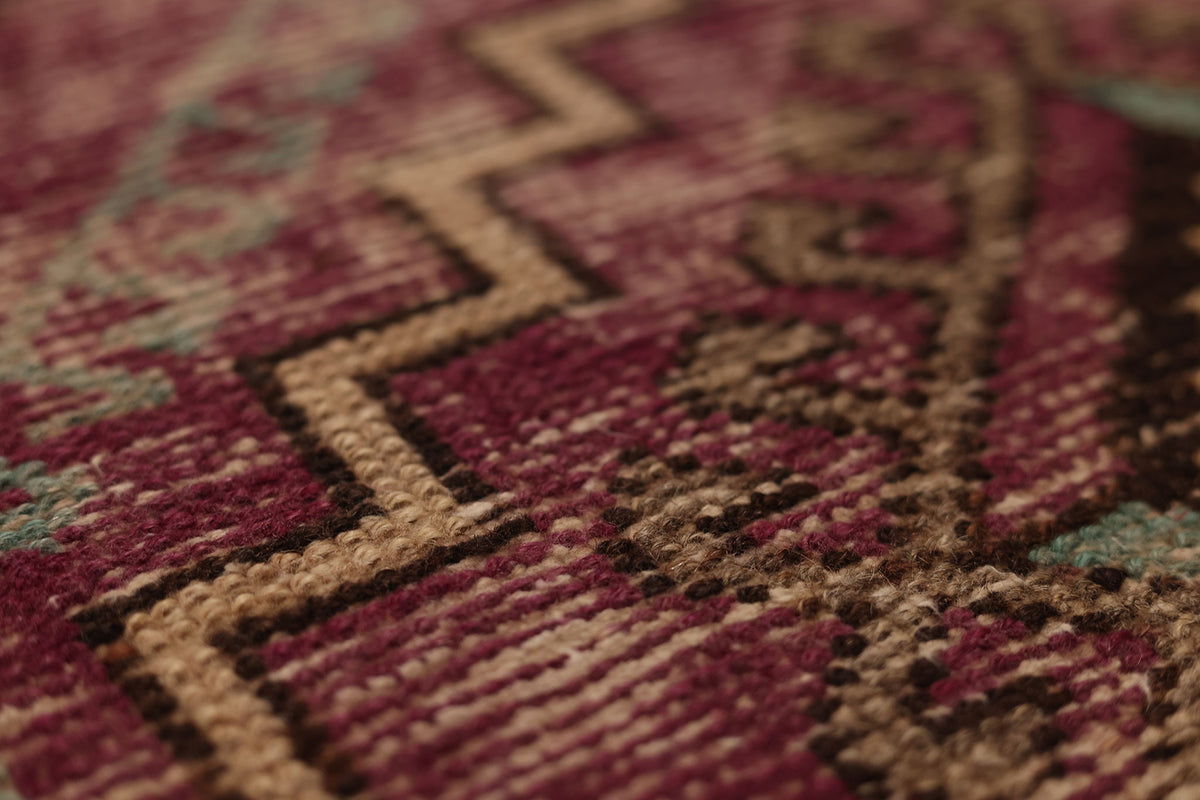 Vintage Malatya Turkish Runner Rug 2x11 ft — Brown & Red Geometric (No. 28760)