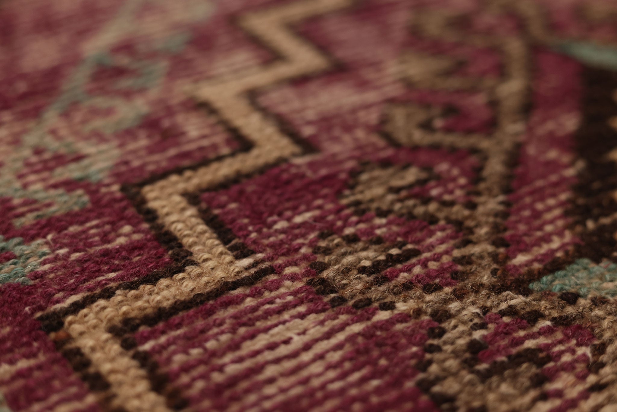Vintage Malatya Turkish Runner Rug 2x11 ft — Brown & Red Geometric (No. 28760)