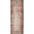 Vintage Isparta Turkish Runner Rug 2x10 ft — Brown & Blue Floral