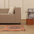 Vintage Konya Turkish Runner Rug 3x8 ft — Orange & Green Geometric