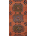 Vintage Konya Turkish Runner Rug 3x8 ft — Orange & Green Geometric
