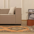 Vintage Konya Turkish Runner Rug 2x12 ft — Orange & Gray Floral