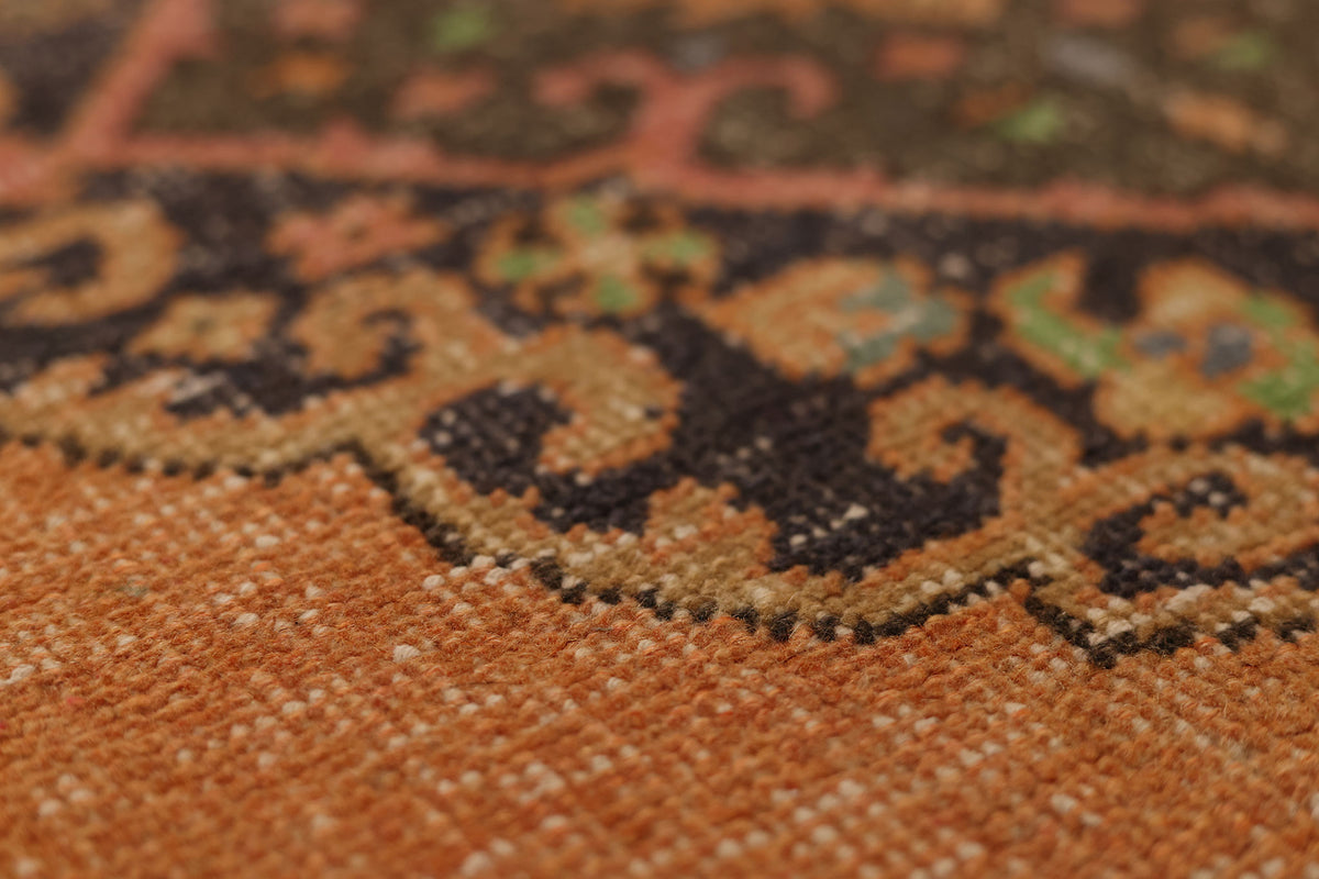 Vintage Konya Turkish Runner Rug 3x12 ft — Orange & Brown maximalist