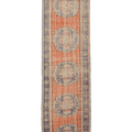 Vintage Manisa Turkish Runner Rug 2x10 ft — Orange & Blue Floral (No. 29097)