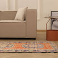 Vintage Manisa Turkish Runner Rug 2x10 ft — Orange & Blue Floral (No. 29097)