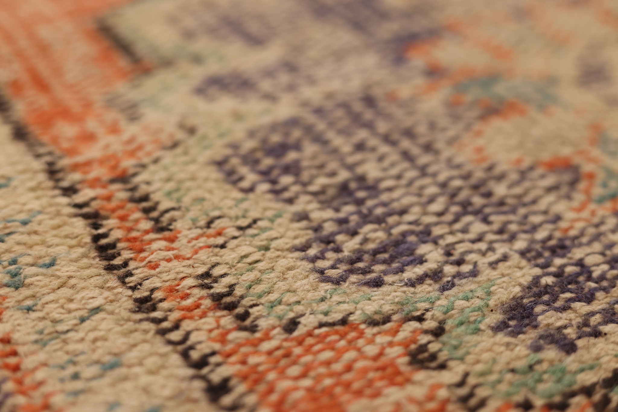 Vintage Manisa Turkish Runner Rug 2x10 ft — Orange & Blue Floral (No. 29097)