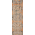 Vintage Manisa Turkish Runner Rug 2x11 ft — Orange & Blue Geometric