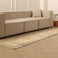 Vintage Manisa Turkish Runner Rug 2x10 ft — Beige & Brown Geometric (No. 29123)