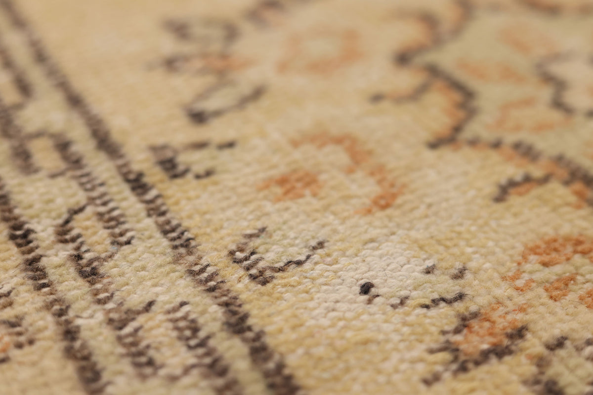 Vintage Manisa Turkish Runner Rug 2x10 ft — Beige & Brown Geometric (No. 29123)
