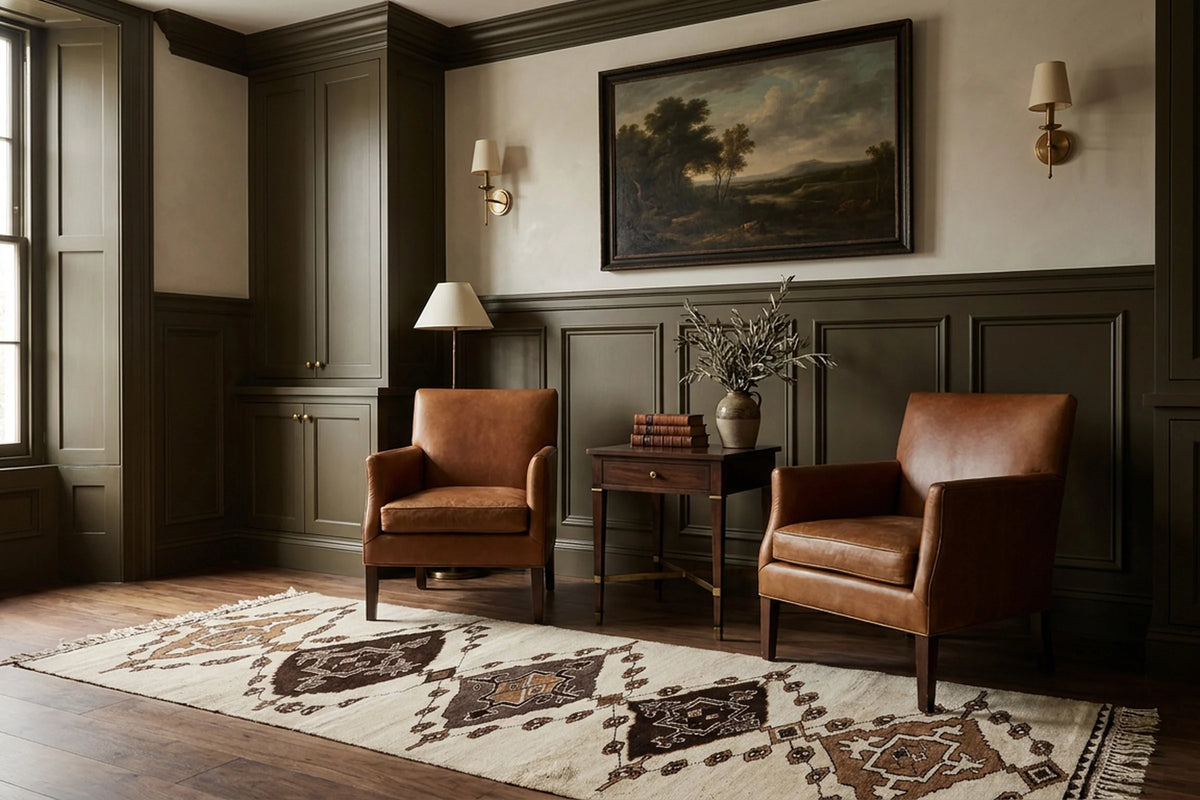 Persian Style Runner Rug in a styled room