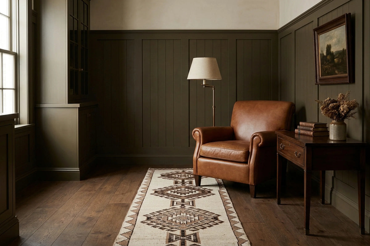 Persian Style Runner Rug in a styled room