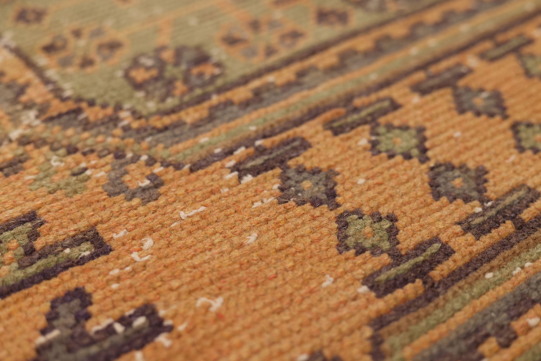 Vintage Konya Turkish Runner Rug 2x10 ft — Orange Geometric