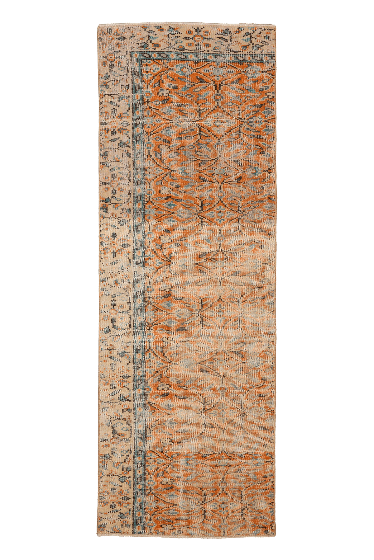 Vintage Manisa Turkish Runner Rug 2x7 ft — Orange Floral