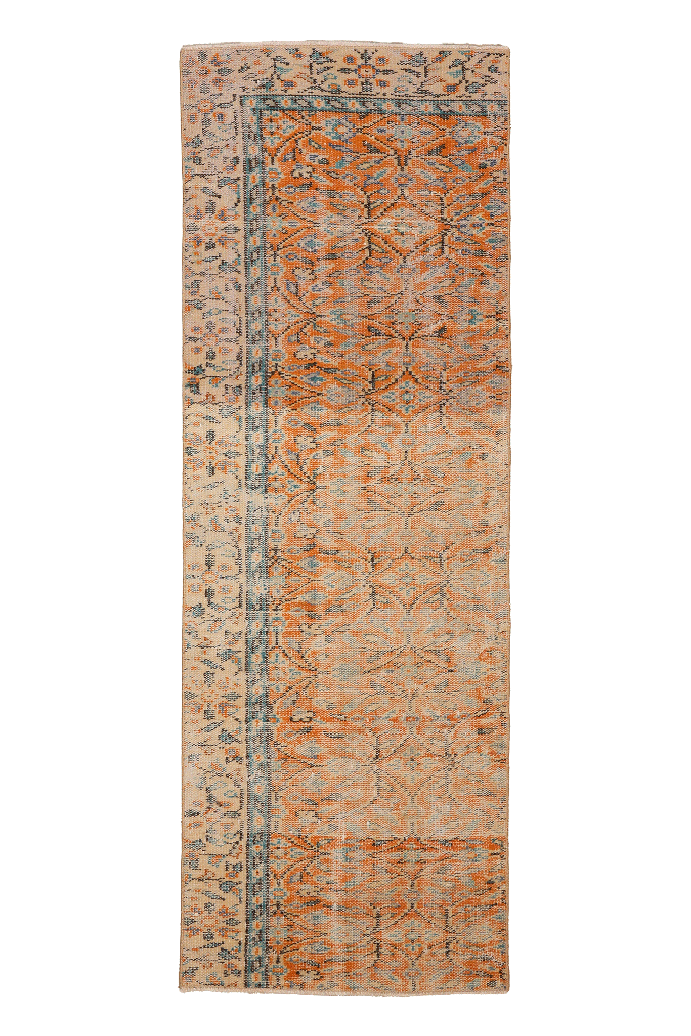 Vintage Manisa Turkish Runner Rug 2x7 ft — Orange Floral