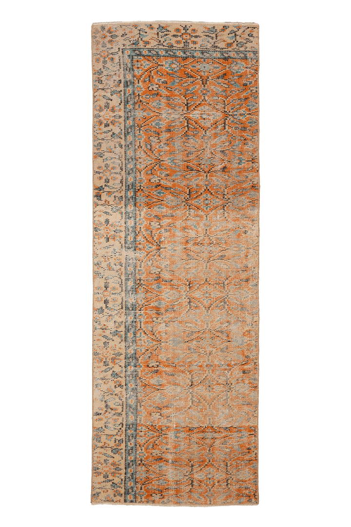Vintage Manisa Turkish Runner Rug 2x7 ft — Orange Floral