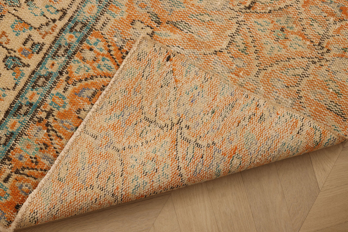 Vintage Manisa Turkish Runner Rug 2x7 ft — Orange Floral