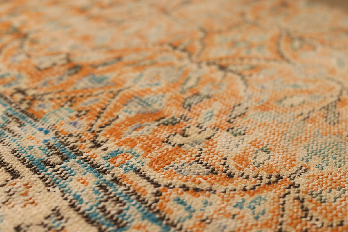 Vintage Manisa Turkish Runner Rug 2x7 ft — Orange Floral