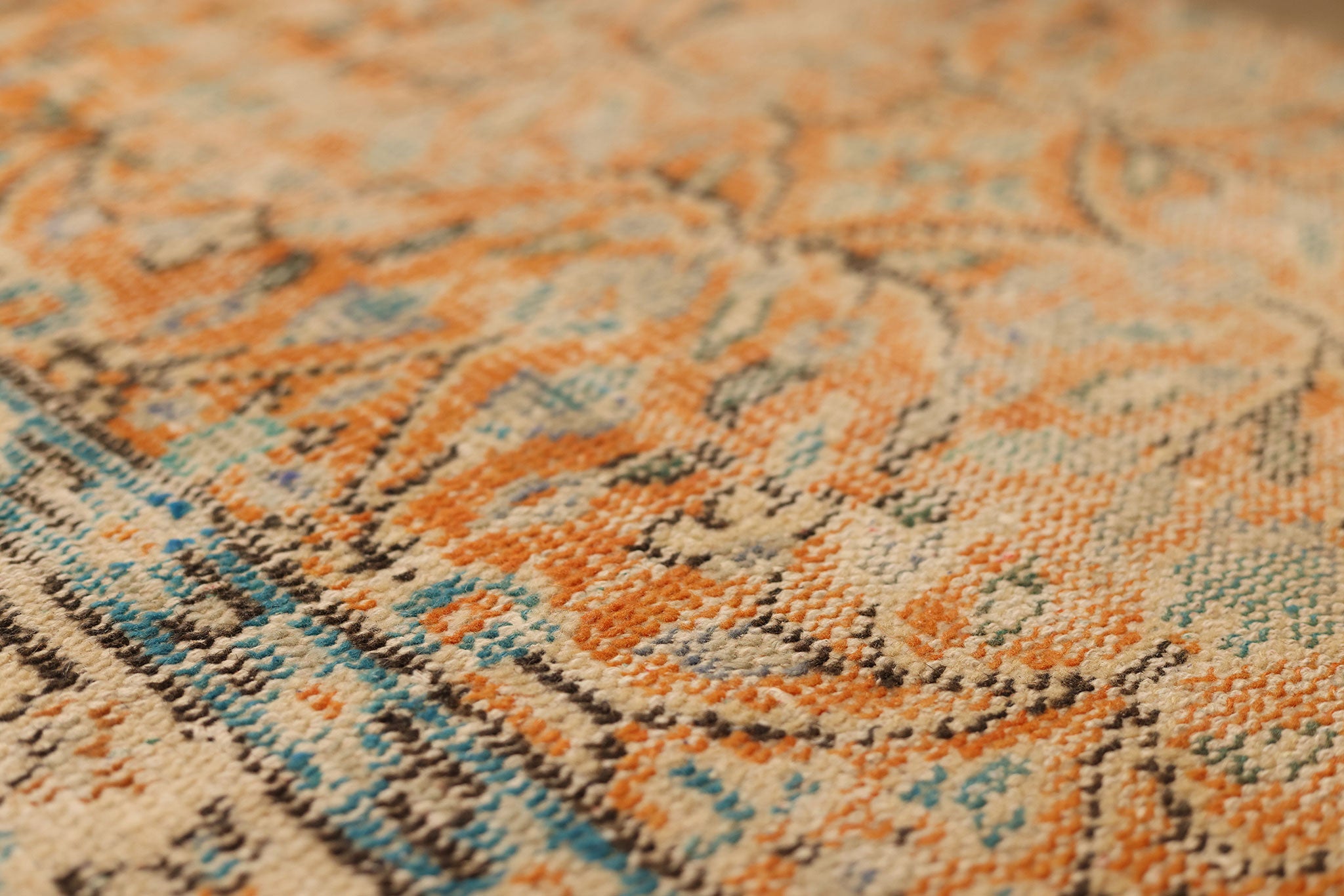 Vintage Manisa Turkish Runner Rug 2x7 ft — Orange Floral