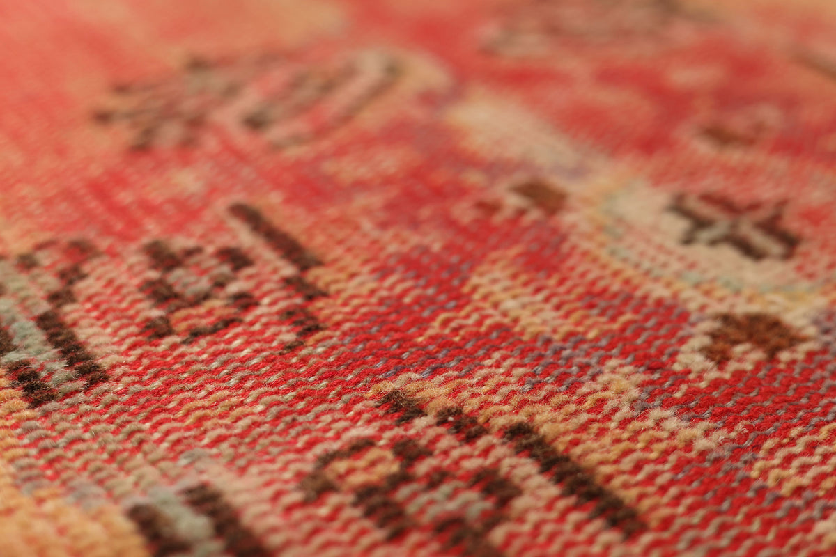 Vintage Manisa Turkish Runner Rug 2x10 ft — Red & Pink Floral