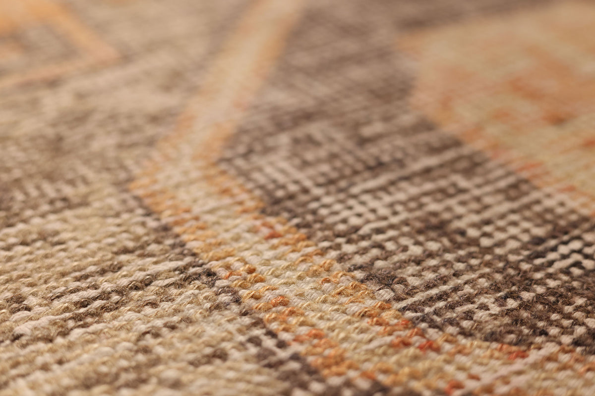 Vintage Malatya Turkish Runner Rug 2x11 ft — Orange & Brown Geometric