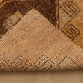 Vintage Malatya Turkish Runner Rug 2x10 ft — Orange & Brown Geometric