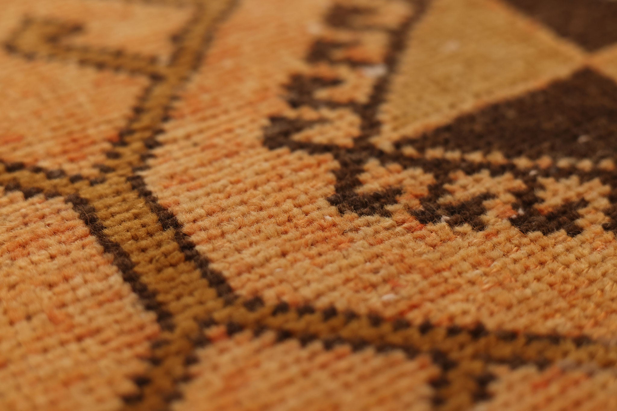 Vintage Malatya Turkish Runner Rug 2x9 ft — Orange & Brown Geometric
