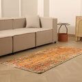 Vintage Manisa Turkish Runner Rug 3x6 ft — Orange & Blue Floral