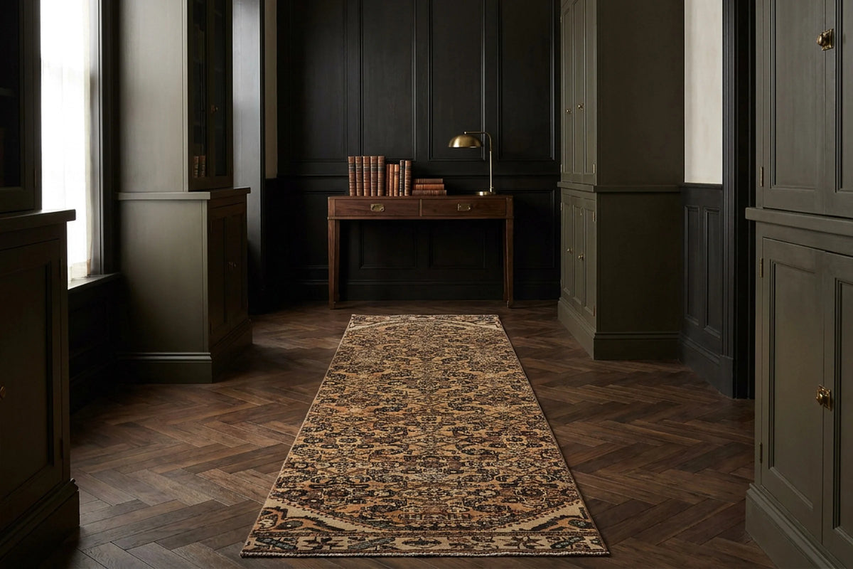 Persian Style Runner Rug in a styled room