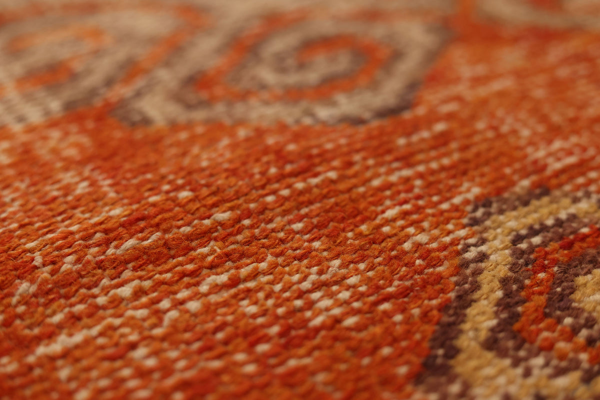 Vintage Malatya Turkish Runner Rug 2x7 ft — Orange & Beige Geometric