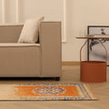 Vintage Manisa Turkish Runner Rug 2x10 ft — Orange & Beige Floral (No. 29454)