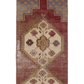 Vintage Niğde Turkish Runner Rug 2x5 ft — Red & Beige Floral
