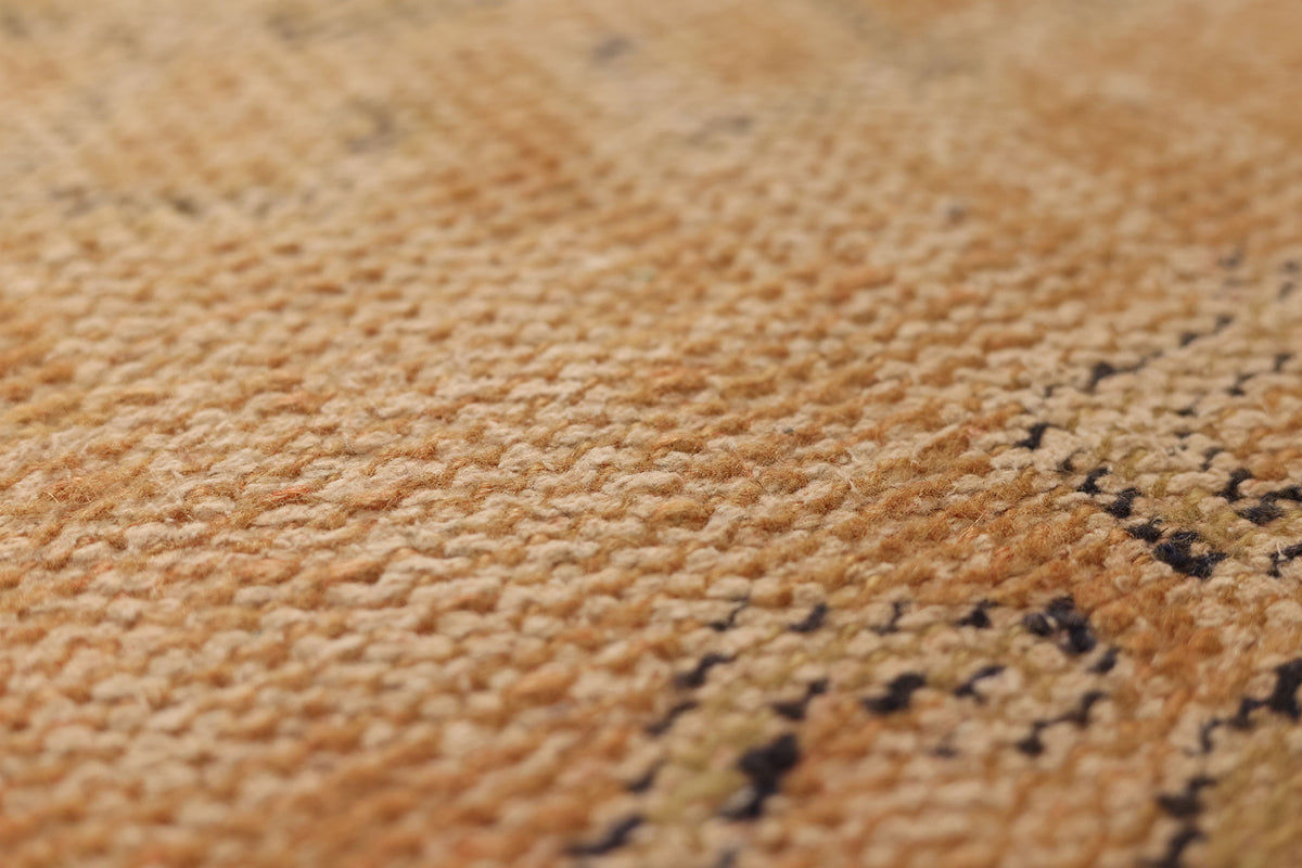 Vintage Manisa Turkish Runner Rug 2x11 ft — Orange & Beige Geometric