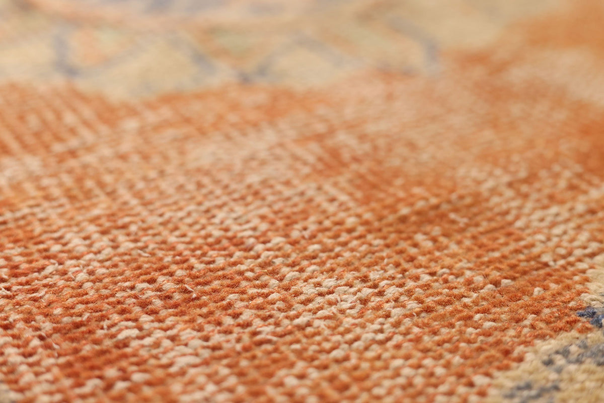 Vintage Manisa Turkish Runner Rug 3x10 ft — Orange & Blue Floral