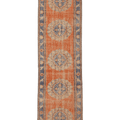 Vintage Manisa Turkish Runner Rug 3x10 ft — Orange & Blue Floral
