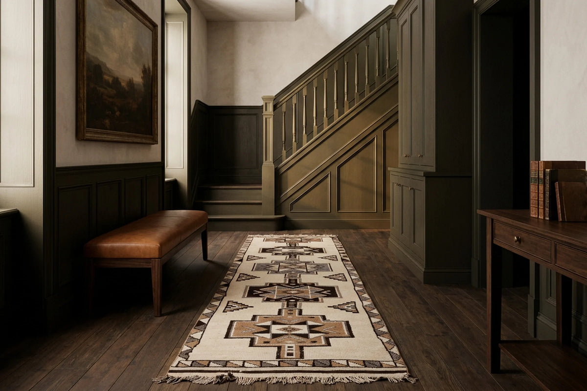 Persian Style Runner Rug in a styled room