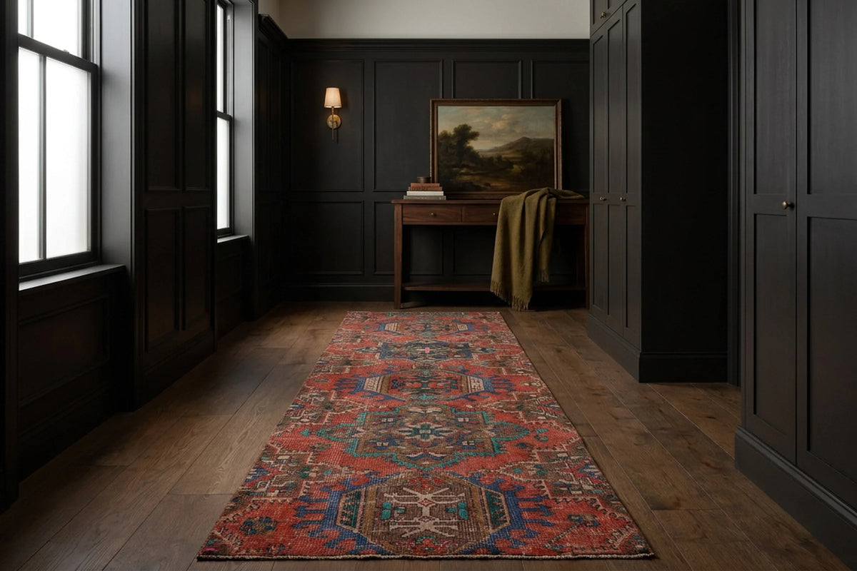 Persian Style Runner Rug in a styled room