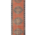 Vintage Manisa Turkish Runner Rug 2x9 ft — Orange & Blue Geometric