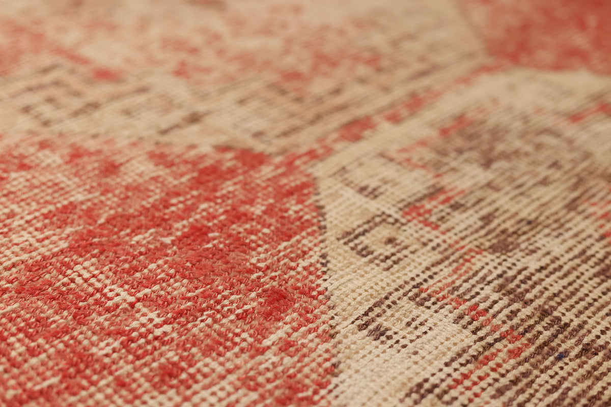Vintage Malatya Turkish Runner Rug 2x10 ft — Red & Beige Geometric