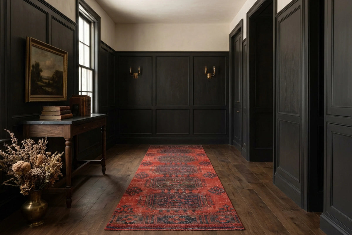 Turkish Runner Rug in a styled room