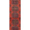 Vintage Konya Turkish Runner Rug 2x10 ft — Red & Blue Geometric
