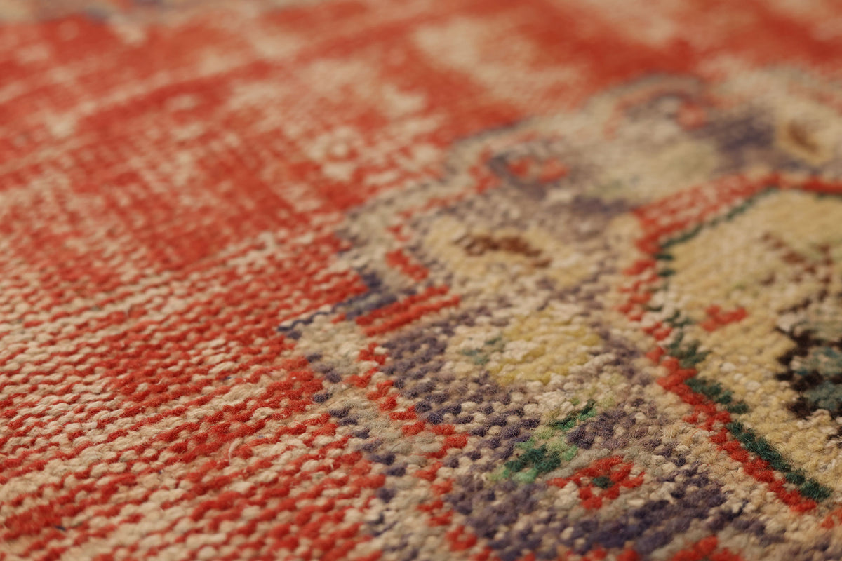 Vintage Manisa Turkish Runner Rug 2x9 ft — Red & Beige Distressed