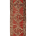Vintage Kırşehir Turkish Runner Rug 3x10 ft — Red & Beige Floral