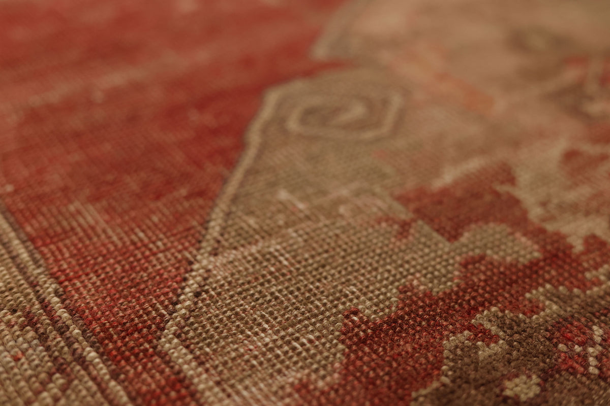Vintage Kırşehir Turkish Runner Rug 3x10 ft — Red & Beige Floral