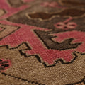 Vintage Kars Turkish Runner Rug 2x7 ft — Brown & Pink Geometric