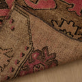 Vintage Kars Turkish Runner Rug 1x5 ft — Brown & Pink Geometric